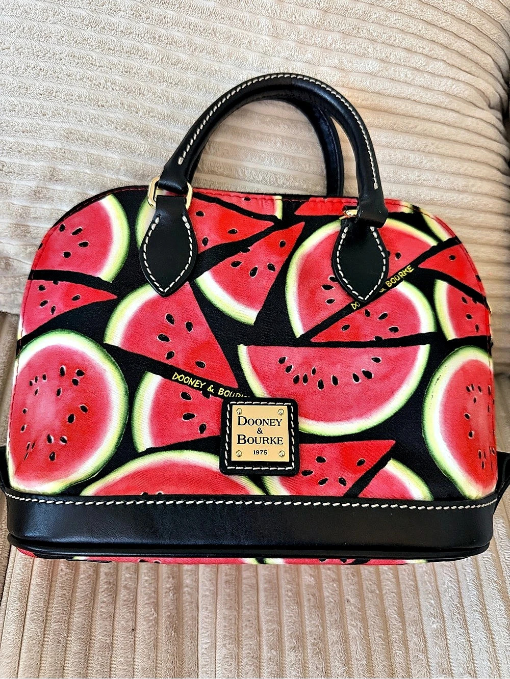 Dooney & Bourke Watermelon Print Nylon Mini Zip Satchel Red & Black